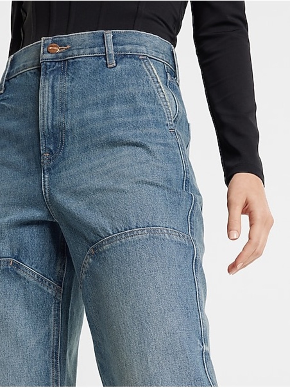 NWT Express Modern Straight Super High Rise-Leg Jeans Blue Denim
